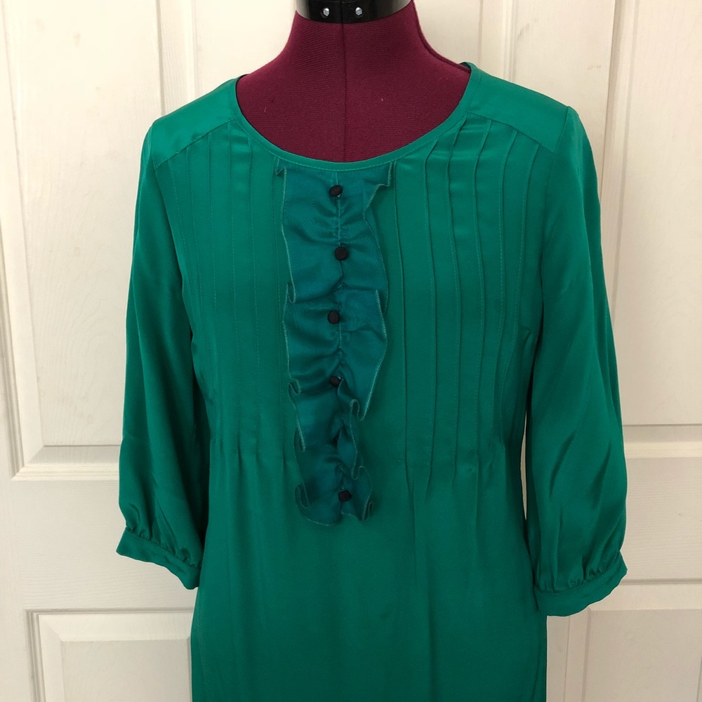 Tricky Threads emerald ruffle front dress
